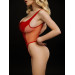 Лаковане боді з сіткою D&A Зухвала Стелла L, червоне, блискавка на все тіло