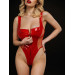 Лаковане боді з сіткою D&A Зухвала Стелла L, червоне, блискавка на все тіло