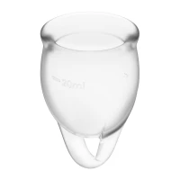 Набір менструальних чаш Satisfyer Feel Confident (Transparent), 15мл та 20мл, мішечок для зберігання — Переглянути зображення 2