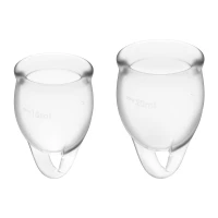 Набір менструальних чаш Satisfyer Feel Confident (Transparent), 15мл та 20мл, мішечок для зберігання — Переглянути зображення 1