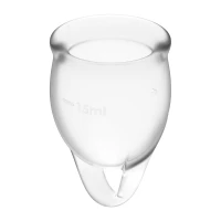 Набір менструальних чаш Satisfyer Feel Confident (Transparent), 15мл та 20мл, мішечок для зберігання — Переглянути зображення 3