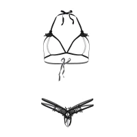 Leg Avenue Open cup bra and pearl panty OS Black — Переглянути зображення 16