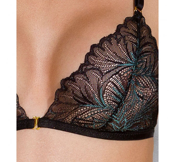 Комплект з відкритим доступом Passion DELIENA SET XXL/XXXL black, ліф, стрінги, пояс для панчіх