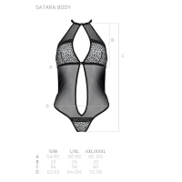 Сітчасте боді з мереживом на грудях Passion SATARA BODY S/M red — Переглянути зображення 5