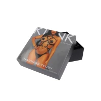 (SALE) Портупея-тедді з екошкіри Leg Avenue Heart ring harness teddy S, Black, підвіска-сердечко, ланцюги — Переглянути зображення 6