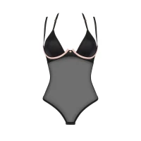 Прозоре боді Obsessive Selinne teddy XS/S Black, дрібна сітка, подвійні бретелі — Просмотреть изображение 3