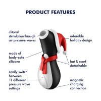 Вакуумний кліторальний стимулятор Satisfyer Penguin Holiday Edition, у шапочці та шарфі — Переглянути зображення 8