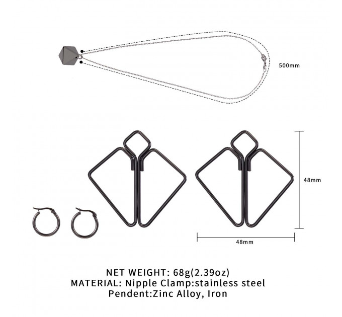 Затискачі для сосків з важкою підвіскою LOCKINK Nipple Clamps with Heavy Pendant - Grey