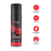 Рідкий вібратор Orgie Sexy Vibe! Hot, 15 мл, зігрівальний, дуже потужний, зі смаком полуниці — Переглянути зображення 4