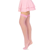 Панчохи-сітка Leg Avenue Nylon Fishnet Thigh Highs One size, Pink, дрібна сітка — Просмотреть изображение 3