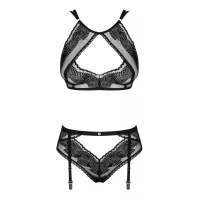 Комплект Obsessive Allastia 2-pcs set black S/M, регульовані бретелі, багаторівнева застібка — Переглянути зображення 4