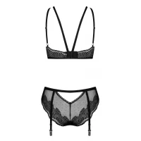Комплект Obsessive Allastia 2-pcs set black S/M, регульовані бретелі, багаторівнева застібка — Переглянути зображення 3