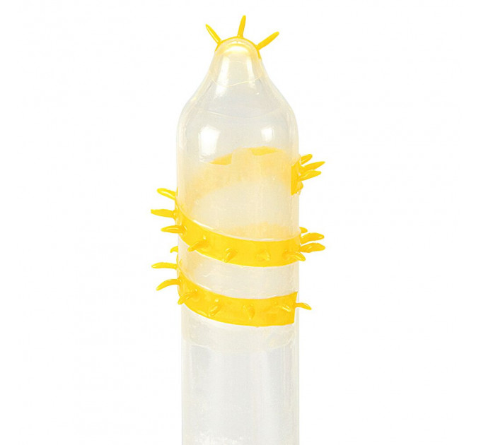 Насадка на член Recare Spike Condom Yellow (презерватив з вусиками та спіраллю шипів)