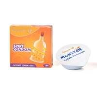Насадка на член Recare Spike Condom Yellow (презерватив з вусиками та спіраллю шипів) — Просмотреть изображение 3