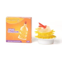 Насадка на член Recare Spike Condom Yellow (презерватив з вусиками та спіраллю шипів) — Просмотреть изображение 1