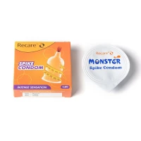 Насадка на член Recare Spike Condom Yellow (презерватив з вусиками та спіраллю шипів) — Просмотреть изображение 4
