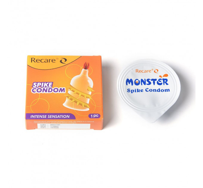 Насадка на член Recare Spike Condom Yellow (презерватив з вусиками та спіраллю шипів)