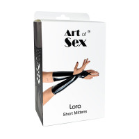 Виниловые митенки Art of Sex - Lora короткие, размер L, цвет черный с эффектом голограммы — Просмотреть изображение 3