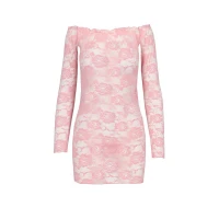 Прозора сорочка з довгим рукавом Passion YOLANDA CHEMISE L/XL, pink, трусики — Переглянути зображення 3