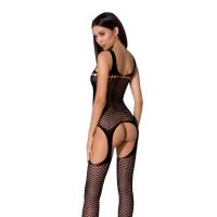 Бодістокінг Passion BS057 black, комбінезон, імітація панчох і пояса — Переглянути зображення 2