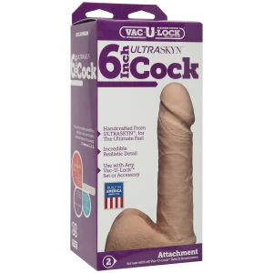 Фалоімітатор Doc Johnson Vac-U-Lock - 6 Inch ULTRASKYN Cock White, діаметр 4,3 см