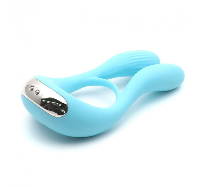 Вібратор для пар KISTOY Martin Blue, два мотори, кріплення на член, діаметр 3,2 см