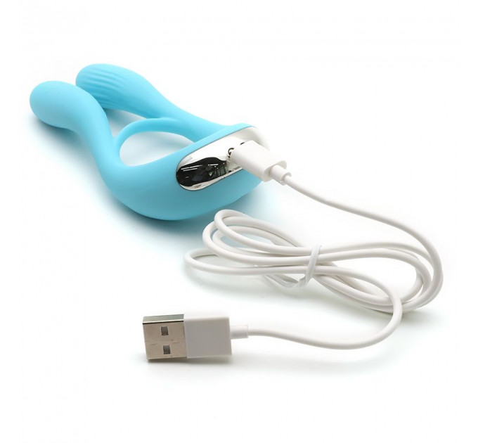 Вібратор для пар KISTOY Martin Blue, два мотори, кріплення на член, діаметр 3,2 см