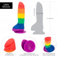 Райдужний фалоімітатор ADDICTION - JUSTIN - 8 &quot;- RAINBOW, 20,3 см, силікон, вібропуля в подарунок — Переглянути зображення 4
