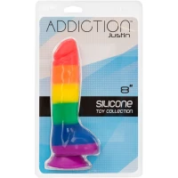 Райдужний фалоімітатор ADDICTION - JUSTIN - 8 &quot;- RAINBOW, 20,3 см, силікон, вібропуля в подарунок — Переглянути зображення 6