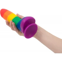 Райдужний фалоімітатор ADDICTION - JUSTIN - 8 &quot;- RAINBOW, 20,3 см, силікон, вібропуля в подарунок — Переглянути зображення 5