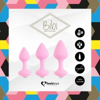 Набір силіконових анальних пробок FeelzToys - Bibi Butt Plug Set 3 pcs Pink — Просмотреть изображение 3