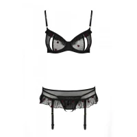 Сексуальний комплект з поясом для панчіх Passion LOVELIA SET S/M, black — Переглянути зображення 5