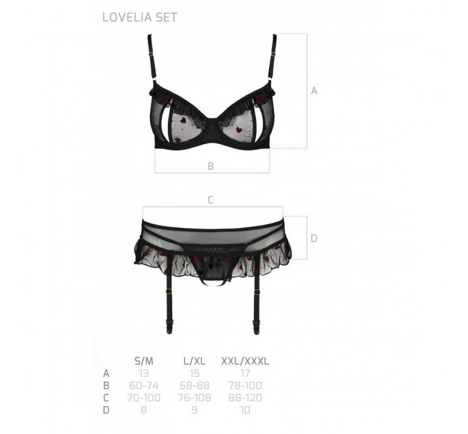 Сексуальний комплект з поясом для панчіх Passion LOVELIA SET S/M, black