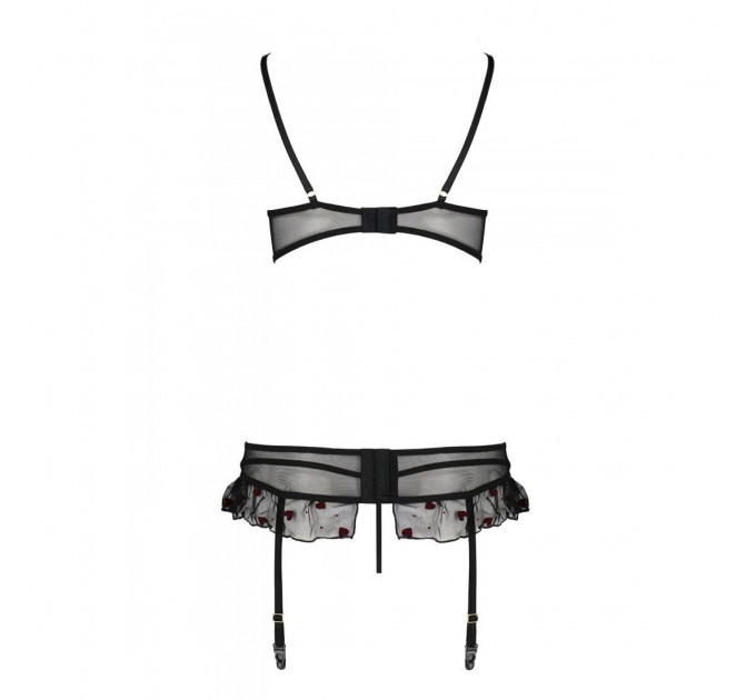 Сексуальний комплект з поясом для панчіх Passion LOVELIA SET S/M, black
