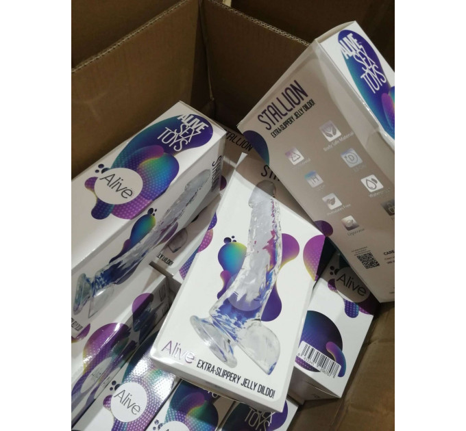 Прозрачный фаллоимитатор Alive Jelly Dildo Stallion (мятая упаковка)