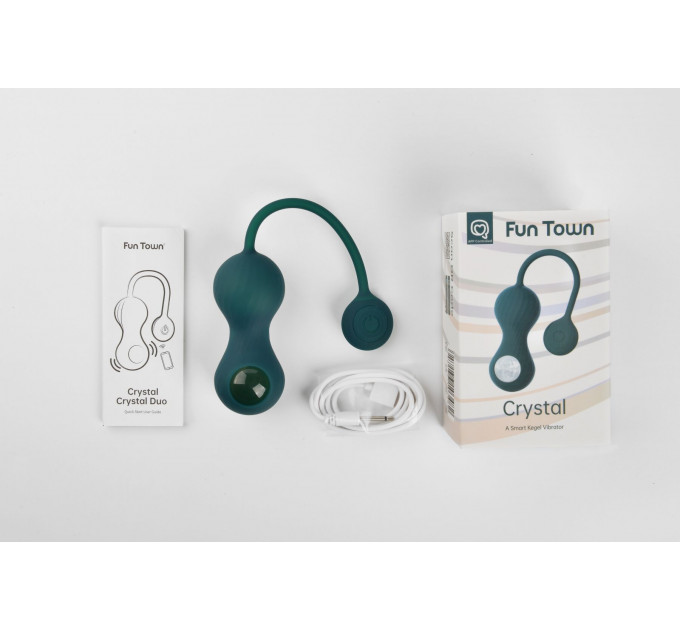 Вагінальні смарт-кульки з вібрацією Fun Town Crystal, з прозорою скляною кулею