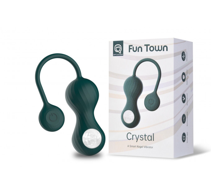 Вагінальні смарт-кульки з вібрацією Fun Town Crystal, з прозорою скляною кулею