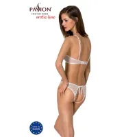 Комплект білизни Passion URSULA SET XXL/XXXL, White, бра, трусики з ажурним декором та відкритим кроком — Переглянути зображення 2