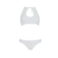 Комплект білизни Passion URSULA SET XXL/XXXL, White, бра, трусики з ажурним декором та відкритим кроком — Переглянути зображення 3