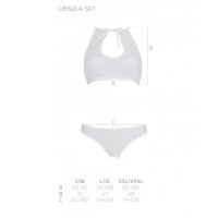 Комплект из бра, трусиков с ажурным декором и открытым шагом Passion URSULA SET XXL/XXXL, white