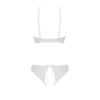 Комплект из бра, трусиков с ажурным декором и открытым шагом Passion URSULA SET XXL/XXXL, white
