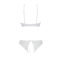 Комплект білизни Passion URSULA SET XXL/XXXL, White, бра, трусики з ажурним декором та відкритим кроком — Переглянути зображення 4