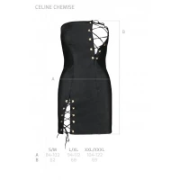 Мінісукня з екошкіри Passion CELINE CHEMISE S/M, black, шнурівка, трусики в комплекті — Переглянути зображення 7