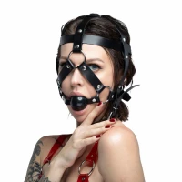 Маска-збруя з кляпом Feral Feelings Head Harness, шкіра — Переглянути зображення 1