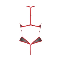 Сітчасте боді з мереживом на грудях Passion SATARA BODY XXL/XXXL red — Переглянути зображення 4