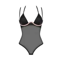 Прозоре боді Obsessive Selinne teddy M/L Black, дрібна сітка, подвійні бретелі — Переглянути зображення 3