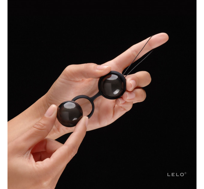 Вагінальні кульки LELO Luna Beads Noir Black, зміщений центр ваги, діаметр 2,9 см, 2х37 г