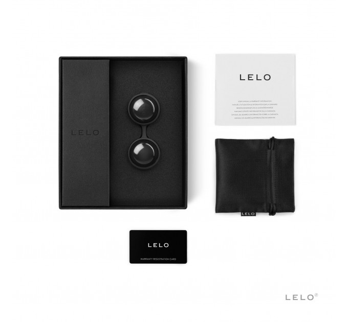 Вагінальні кульки LELO Luna Beads Noir Black, зміщений центр ваги, діаметр 2,9 см, 2х37 г
