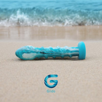 Скляний дилдо Gildo Ocean Wave, з силіконовою основою — Просмотреть изображение 7