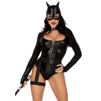 Еротичний костюм кішечки Leg Avenue Fierce Feline M, боді, пояс з підв’язкою, маска кішки — Переглянути зображення 1